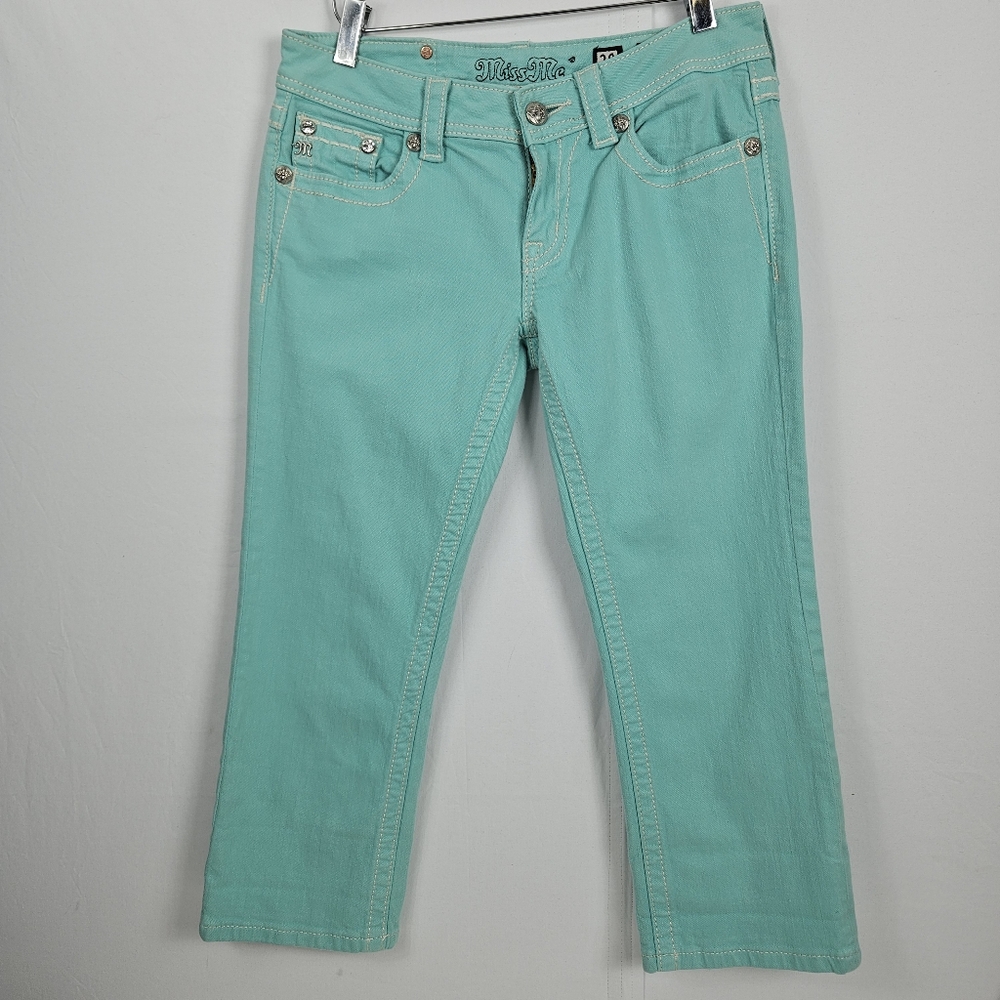 Rare Miss Me mint green capri jeans JP5415P3 Size 28